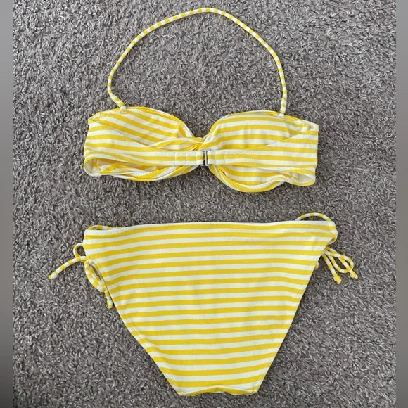 Victoria's Secret Yellow and White Striped Bandeau Bikini - Picture 2 of 6